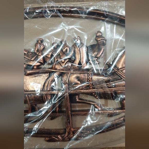 Vintage Coppercraft Guild of Canada NOS 7327 3D Oval Christmas Scene 17" x 10" - Picture 7 of 8